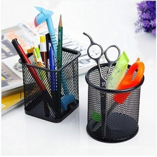 Wholesale High Quality Round Wrought Iron Metal Mesh Pen Pencil Holder Container Desktop Office Accessories for Desk